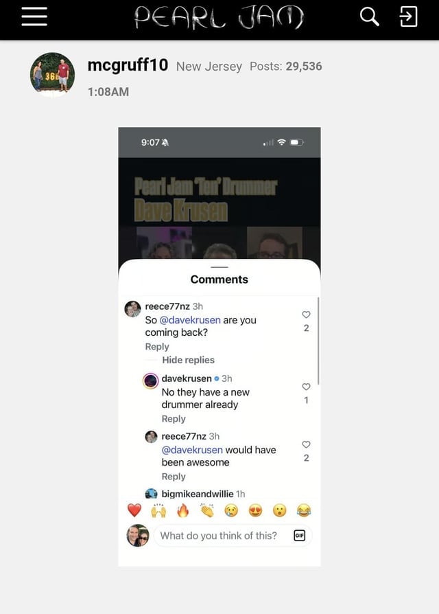 Dave Krusen diz que Pearl Jam já tem novo baterista confirmado